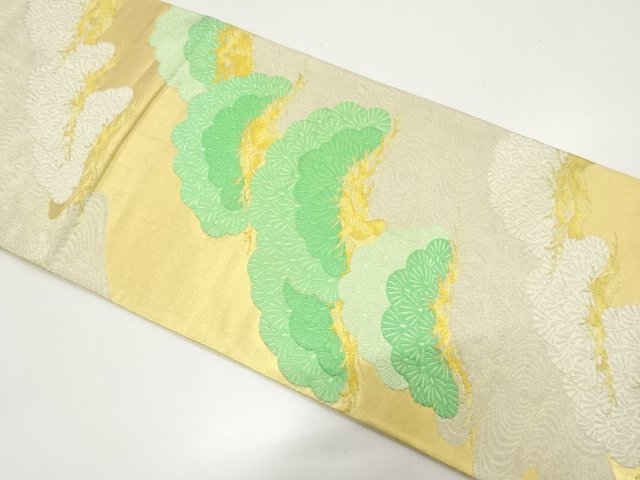 JAPANESE KIMONO / ANTIQUE FUKURO OBI / WOVEN PINE GROVE